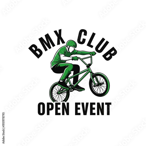 Dynamic BMX Rider Performing Stunts During A Club Open Event Illustration Design