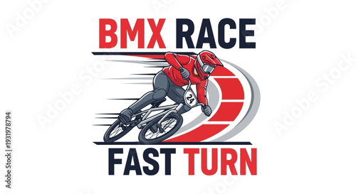 Dynamic BMX Race Illustration Depicting Speed, Action, and Skill in a Turn