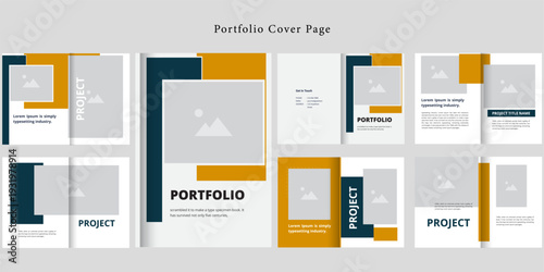 Portfolio Cover Page Templates Set With Architectural Layouts Color Blocks And Image Placeholders