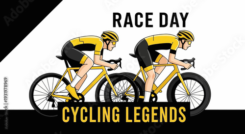 Dynamic Cycling Duo Displaying Athleticism in a Bold, Energetic Race Day Illustration