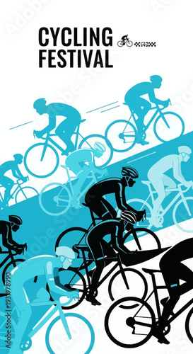 Dynamic Cycling Festival Illustration Depicting Race Participants On Winding Course