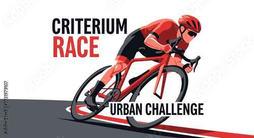 Dynamic Cyclist Racing on a Bicycle at the Criterium Race Urban Challenge Event