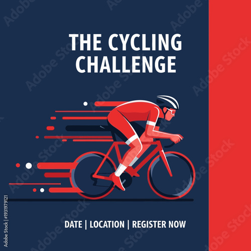 Dynamic Cyclist Silhouette Representing a Thrilling Cycling Competition and Energetic Challenge