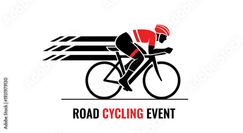 Dynamic Cyclist Silhouette Representing Speed and Competition in the Road Cycling Event