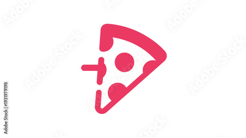 A triangular pizza slice icon with red color on a white background