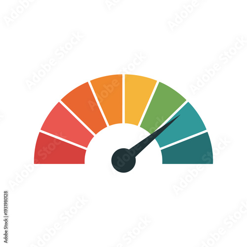 Gauge measures performance across a colorful.