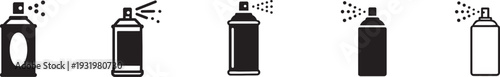 Aerosol spray can vector icon set with outline and filled styles, isolated transparent EPS AI pack.