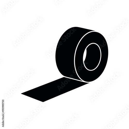A roll of black duct tape on a white background