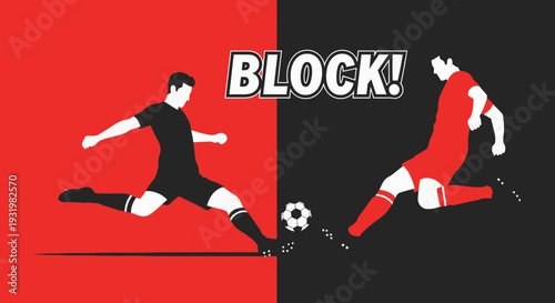 Dynamic Football Action: A Striking Illustration of a Soccer Player's Defensive Block