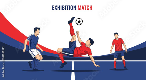 Dynamic Football Action Depicted in a Modern Artistic Representation with Skilled Players