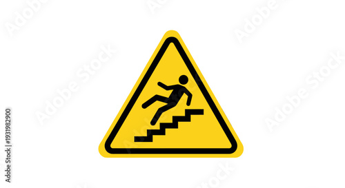 Warning sign for slippery staircase or steps hazard.