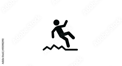 Simple black icon of a person running on uneven terrain.