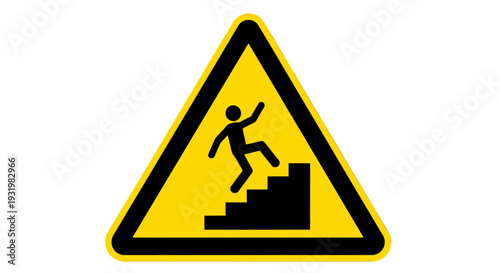 Warning sign for people falling down stairs.
