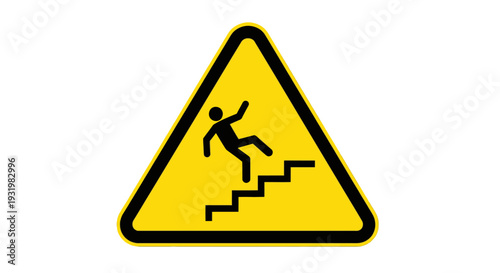 Warning sign for people falling down stairs.