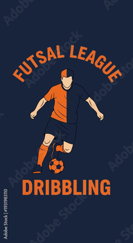 Dynamic Futsal Player Dribbling A Soccer Ball In Intense League Competition