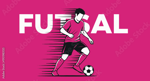 Dynamic Futsal Player Kicking the Ball in a Stylish Vector Illustration
