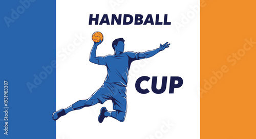 Dynamic Handball Action Depicted With a Striking Design for Sports Competitions