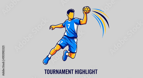 Dynamic Handball Action Depicted With a Vibrant Color Scheme Showcasing Athleticism