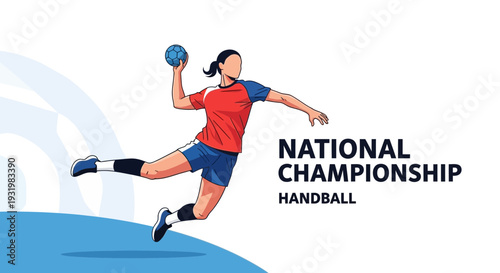 Dynamic Handball Action Illustration Depicting National Championship Contest and Athletic Excellence