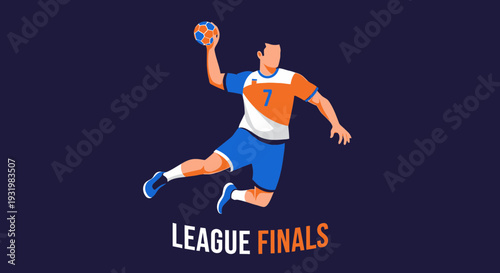 Dynamic Handball Player In Action Performing Spectacular Throw For The League Finals