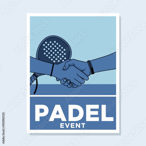Dynamic Handshake Symbolizing Padel Collaboration and Competitive Event Promotion