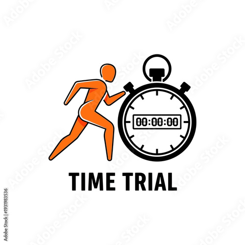 Dynamic Icon Illustrating Athlete Sprinting Alongside Chronometer Depicting Time Trial Competition