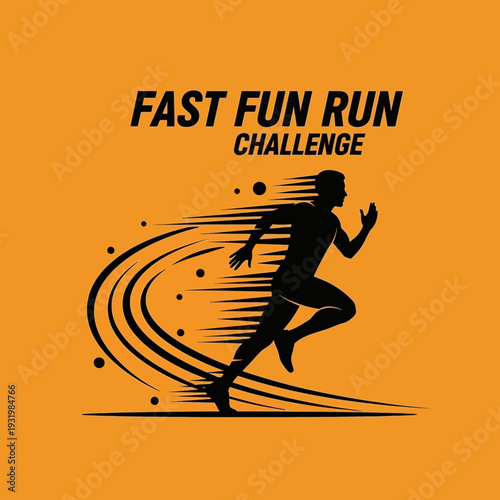 Dynamic Illustration of a Runner in Motion for a Fast Fun Run Challenge Event Design