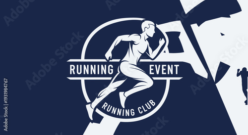 Dynamic Illustration Of A Runner Representing A Running Event With Club Emblem