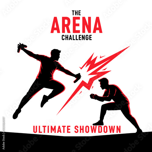 Dynamic Illustration of Combatants Engaged in a High-Energy Showdown in The Arena Challenge