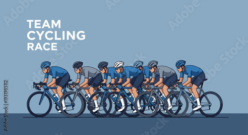 Dynamic Illustration Of Cyclists In A Team Race Depicting Competition and Endurance