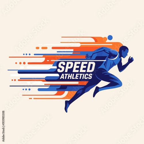 Dynamic Illustration of Runner in Motion with Speed Lines, Athletic Design Concept