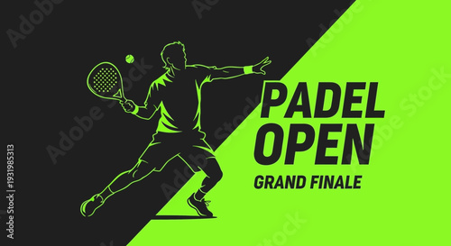 Dynamic Illustration of Padel Player in Action for the Grand Finale Tournament