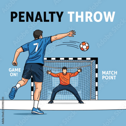 Dynamic Illustration of Penalty Throw in Soccer Game Depicting Action and Competition