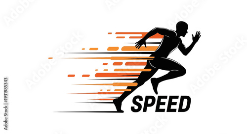 Dynamic Illustration of Running Athlete Depicting Movement and Velocity in Full Flight