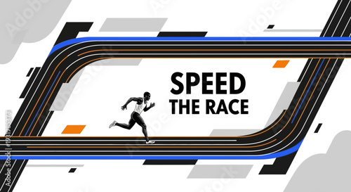 Dynamic Illustration Of Sprinter Racing On Track With Inspiring Phrase
