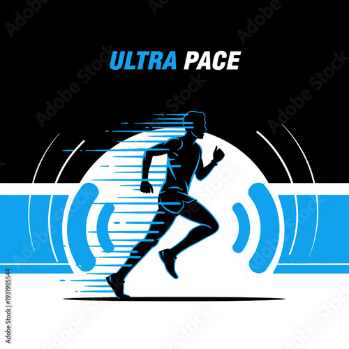 Dynamic Illustration Of Ultra Pace Runner Silhouette And Speed Movement Energy