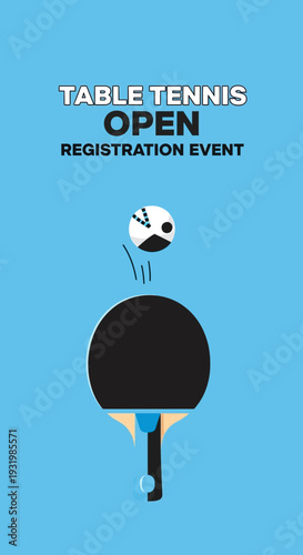 Dynamic Illustration of Table Tennis Event Open for Registration with Modern Aesthetic Appeal