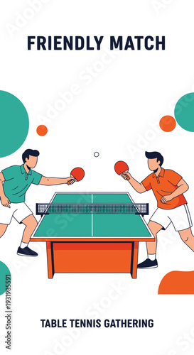 Dynamic Illustration of Table Tennis Showcasing a Friendly Match and Sportsmanship Vibe