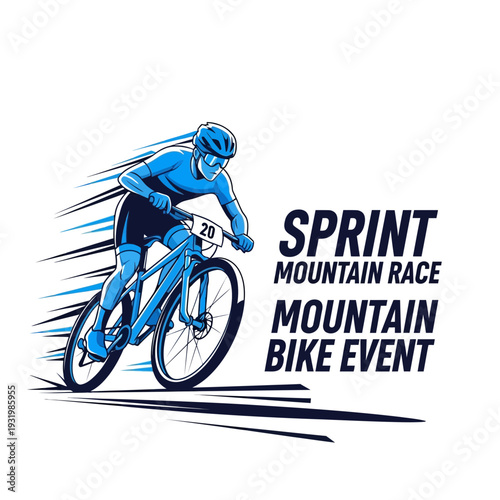 Dynamic Mountain Biker: Sprint Race Illustration Perfect for Extreme Sport Events and Branding