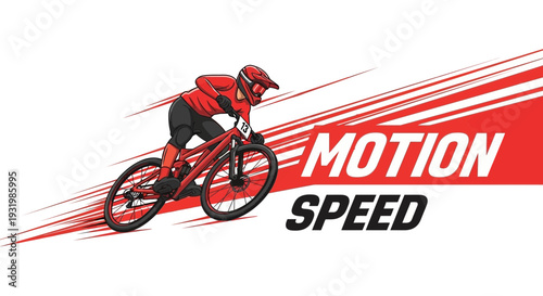 Dynamic Mountain Biking Illustration Showcasing Speed, Motion, and Extreme Sports Action