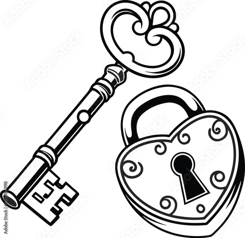 Lock icon collection. Locked and unlocked black line icon set