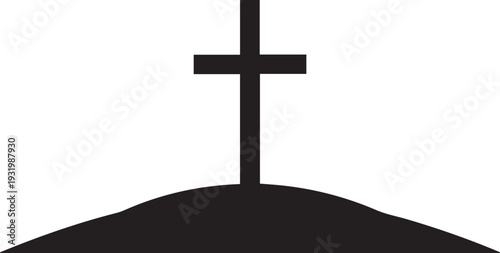 Simple cross on hill symbolizing faith and spirituality