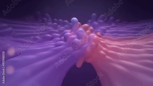 Mesmerizing Fluid Fusion: Purple and Pink Interaction in 3D Animation