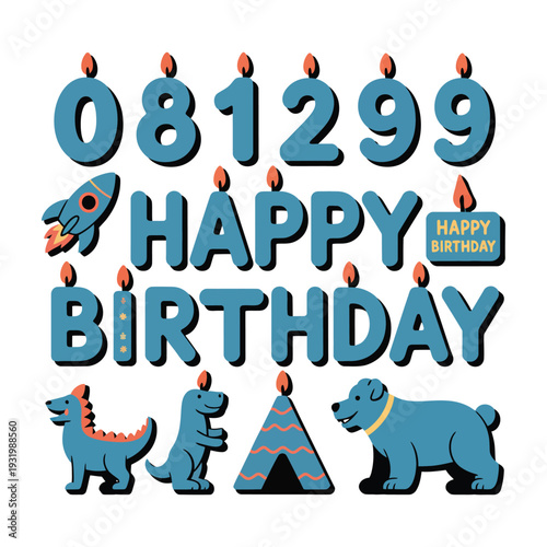 Colorful number and word candles spell out a child's birthday message.