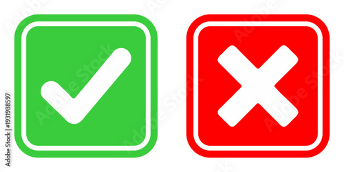 Green checkmark and red cross icons for approval and rejection