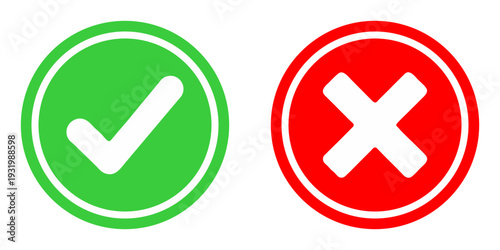 Green checkmark and red X icons for approval and rejection