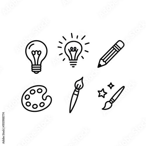 Artistic Creative Studio and Visual Arts Design Tools Icons