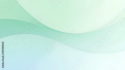 Abstract Soft Green and Blue Gradient Background with Elegant Flowing Curved Lines and Waves