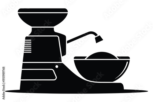 Modern Rice Milling Machine Vector Icon – Industrial Grain Processing and Agriculture Equipment Silhouette for Food Production Design