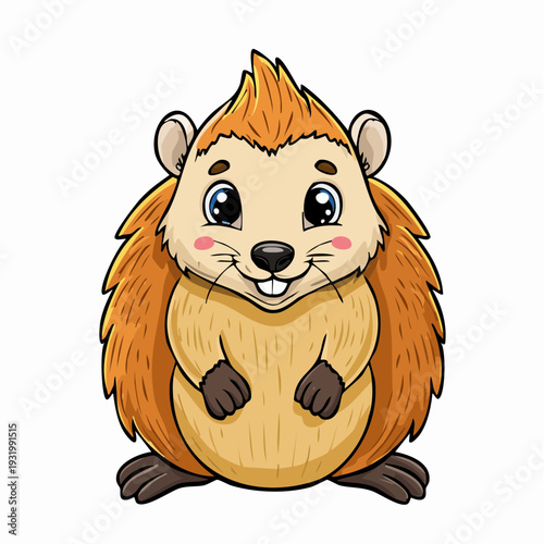 Playful Hedgehog Illustration: A charming hedgehog smiles engagingly, its spiky coat and endearing eyes evoking feelings of warmth and playfulness.